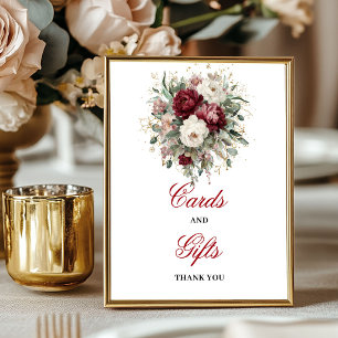 Romantische Blush Burgundy Kaarten en Cadeaus Bord Poster