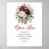 Romantische Blush Burgundy Open Bar Poster (Voorkant)