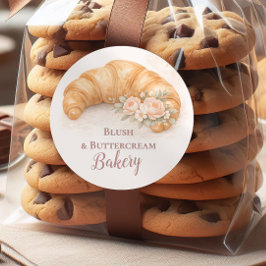 Romantische Blush Croissant Banketbakkerij Ronde Sticker