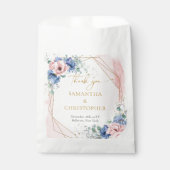 Romantische blush en blauw bloemeneucalyptus goud bedankzakje (Voorkant)