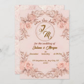 Romantische Blush Floral Save the Date Kaart (Voorkant / Achterkant)