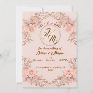 Romantische Blush Floral Save the Date Kaart