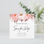 Romantische Blush Floral Save the Date Kaart (Staand voorkant)