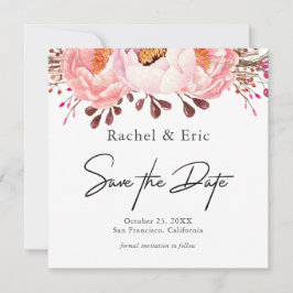 Romantische Blush Floral Save the Date Kaart