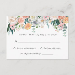 Romantische Blush Flowers Bruiloft RSVP antwoord K