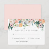 Romantische Blush Flowers Bruiloft RSVP antwoord K (Voorkant / Achterkant)