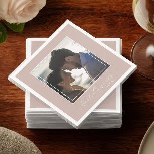 Romantische Blush Foto “Beste Dag Ooit” Trouwbar Servet