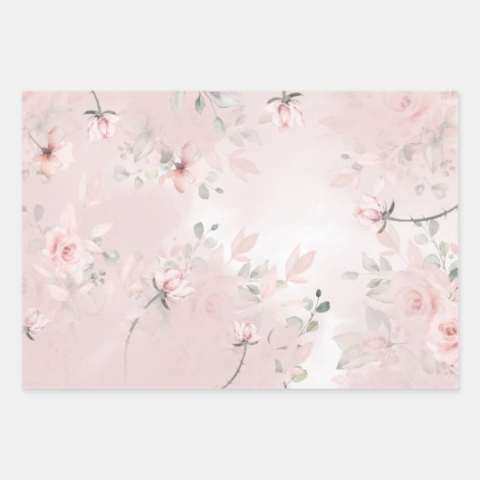 Romantische Blush Geheime Tuin Roze Rozen Bruiloft Inpakpapier Vel (Voorkant 2)