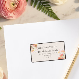 Romantische Blush Geschilderde Bloemachtige Bruilo Etiket