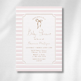 Romantische Blush Gestreepte Gouden Frame Boog Bab Kaart