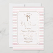 Romantische Blush Gestreepte Gouden Frame Boog Bab Kaart (Voorkant)