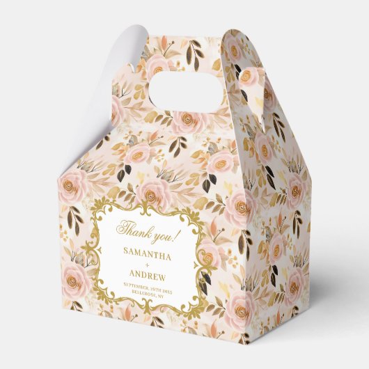 Romantische Blush Gold Boho Huwelijksgunst Bedankt Bedankdoosjes (Voorkant Zijde)