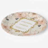 Romantische Blush Gold Trouwpapier Borden Papieren Bordje (Gekanteld)