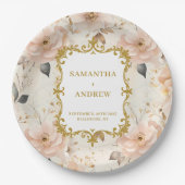 Romantische Blush Gold Trouwpapier Borden Papieren Bordje (Voorkant)