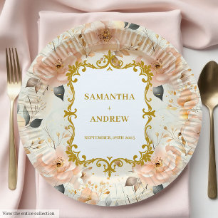 Romantische Blush Gold Trouwpapier Borden Papieren Bordje