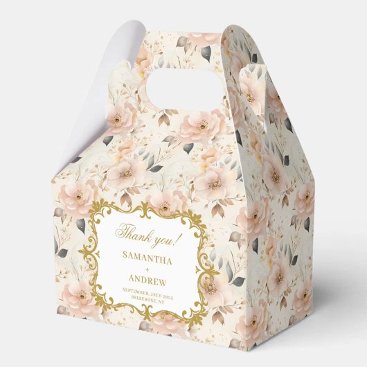 Romantische Blush Gold Wedding Favoriet Box met Bl Bedankdoosjes