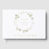 Romantische Blush & Green Bloemen Krans Trouwen Gastenboek (Voorkant)