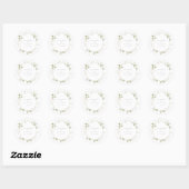 Romantische Blush & Green Bloemen Krans Trouwen Ronde Sticker (Vel)