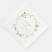 Romantische Blush & Green Bloemen Krans Trouwen Servet (Hoek)