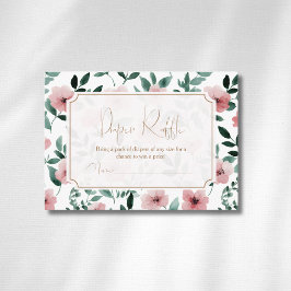 Romantische Blush Groene Bloem Gouden Boog Luier R Informatiekaartje