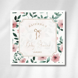Romantische Blush Groene Bloem Gouden Strik Baby B Servet