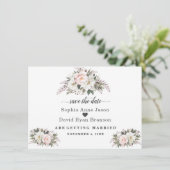 Romantische Blush Ivoor Bloemen Bruiloft Calligraf Save The Date (Staand voorkant)