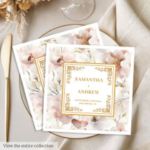 Romantische blush ivoor boho bloemenpapier servett