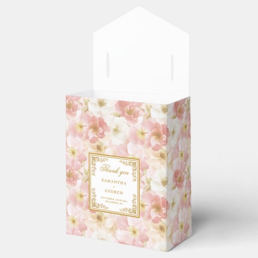 Romantische Blush Ivoor Goud bruiloft Bedankt Box Bedankdoosjes (Geopend)