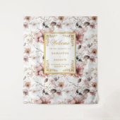 Romantische blush ivoor gouden bloemen bruiloft ac wandkleed (Voorkant)