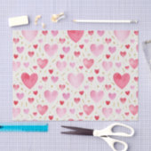 Romantische Blush & Karmozijnrode Waterverf Harten Tissuepapier (Craft)