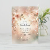 Romantische Blush Kersenbloesem Bruiloft Kaart (Staand voorkant)