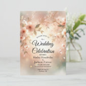 Romantische Blush Kersenbloesem Bruiloft Kaart (Staand voorkant)