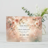 Romantische Blush Kersenbloesem Bruiloft Kaart (Staand voorkant)