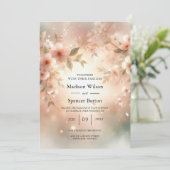 Romantische Blush Kersenbloesem Bruiloft Kaart (Staand voorkant)
