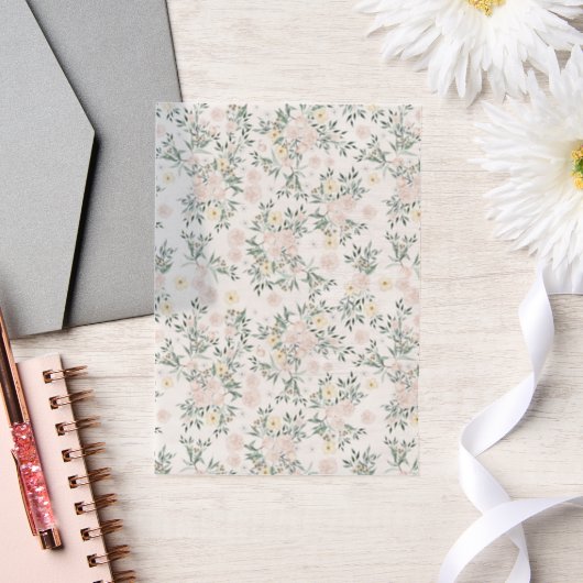 Romantische Blush kleine bloemen groen mooi Vellum Uitnodigingen (Huwelijk)