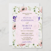 Romantische Blush & Lavendel Bloemige Bruiloft Kaart (Voorkant)