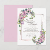 Romantische Blush Lavendel Gold Lijst bruiloft Kaart (Voorkant / Achterkant)
