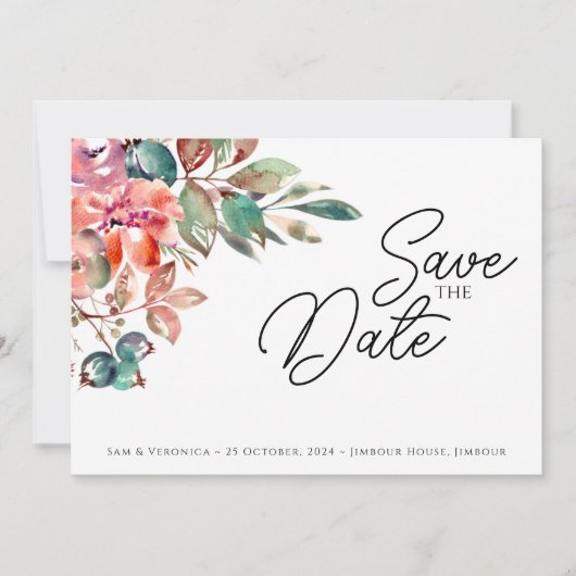 Romantische Blush Mauve Horizontale Bewaar de Datu Save The Date (Voorkant)