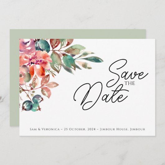 Romantische Blush Mauve Horizontale Save the Date  (Voorkant / Achterkant)