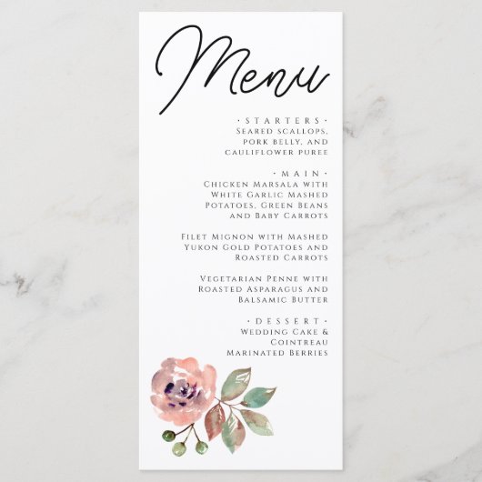Romantische Blush Mauve Horizontale Save the Date  Menu (Voorkant)