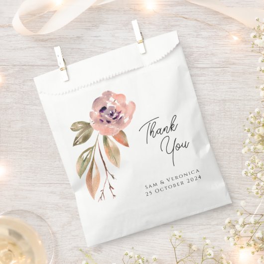 Romantische Blush Mauve Waterverf Bedankzakje (Geknipt)