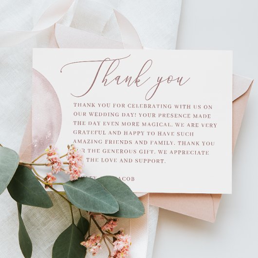 Romantische Blush Moon | Script Hemelse bruiloft Bedankkaart