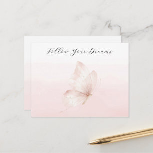 Romantische Blush Ombre Roze Vlinder Briefkaart