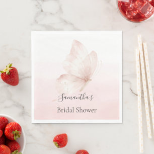 Romantische Blush Ombre Roze Vlinder Bruiloft Fees Servet