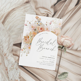 Romantische Blush Peach Floral Arch Bridal Brunch Kaart