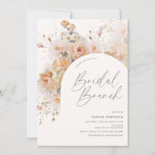 Romantische Blush Peach Floral Arch Bridal Brunch Kaart (Voorkant)