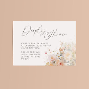 Romantische Blush Peach Floral Display Douche Informatiekaartje
