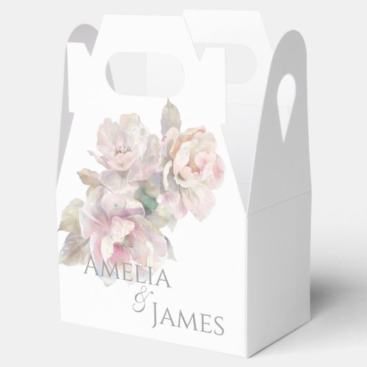 Romantische Blush Peony Bloemen Huwelijk Bedankdoosjes (Geopend)
