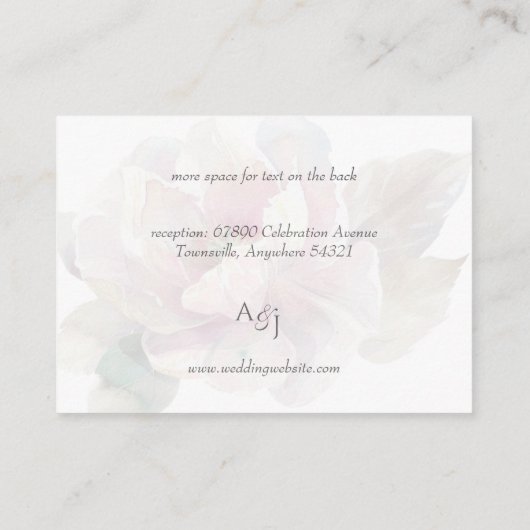 Romantische Blush Peony Bloemen Huwelijk Informatiekaartje (Achterkant)