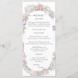 Romantische Blush Peony Bloemen Huwelijk Menu